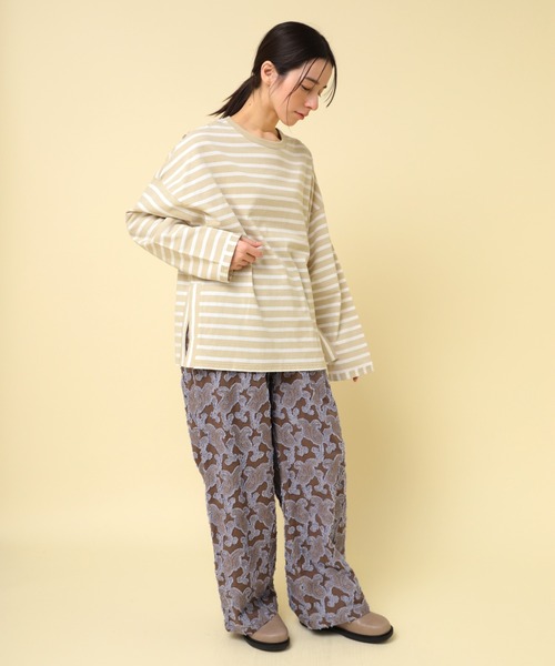 RNA-N(アールエヌエーエヌ)の「M2432 コットンボーダービッグロンT(Tシャツ/カットソー・レディース・ブラック系その他/ブラック×ホワイト/ベージュ系その他/ホワイト×イエロー・FREE)」の21枚目の写真