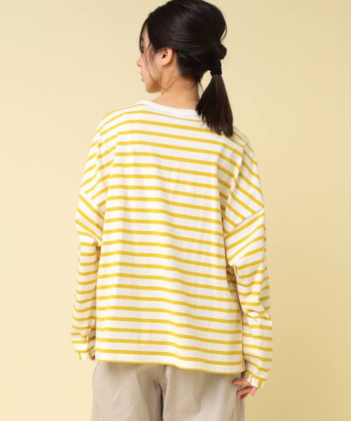 RNA-N(アールエヌエーエヌ)の「M2432 コットンボーダービッグロンT(Tシャツ/カットソー・レディース・ブラック系その他/ブラック×ホワイト/ベージュ系その他/ホワイト×イエロー・FREE)」の7枚目の写真