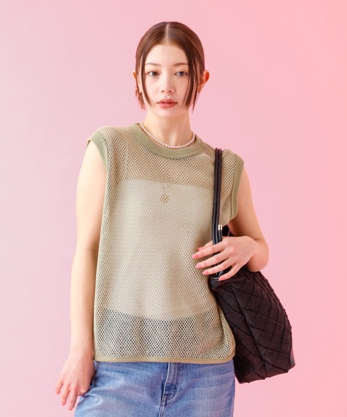Johnbull（ジョンブル）の「【JOHNBULL/ジョンブル】メッシュノースリーブトップス / タンクトップ / シアー【WEB限定】（Tシャツ/カットソー・レディース・ブラック/ベージュ・フリー）」の10枚目の写真