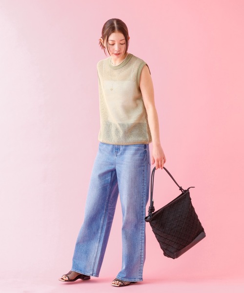 Johnbull（ジョンブル）の「【JOHNBULL/ジョンブル】メッシュノースリーブトップス / タンクトップ / シアー【WEB限定】（Tシャツ/カットソー・レディース・ブラック/ベージュ・フリー）」の16枚目の写真