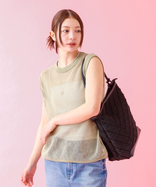 Johnbull（ジョンブル）の「【JOHNBULL/ジョンブル】メッシュノースリーブトップス / タンクトップ / シアー【WEB限定】（Tシャツ/カットソー・レディース・ブラック/ベージュ・フリー）」の15枚目の写真
