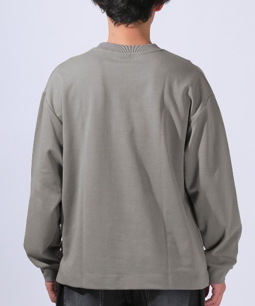 LUXSTYLE（ラグスタイル）の「ワンポイント刺繍入りロンT（Tシャツ/カットソー・メンズ・ネイビー/ホワイト/グレー/ブラック・L/XL/M）」の5枚目の写真