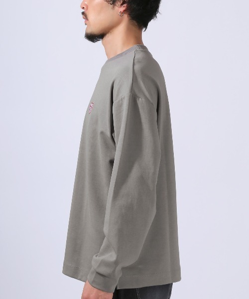 LUXSTYLE（ラグスタイル）の「ワンポイント刺繍入りロンT（Tシャツ/カットソー・メンズ・ネイビー/ホワイト/グレー/ブラック・L/XL/M）」の6枚目の写真