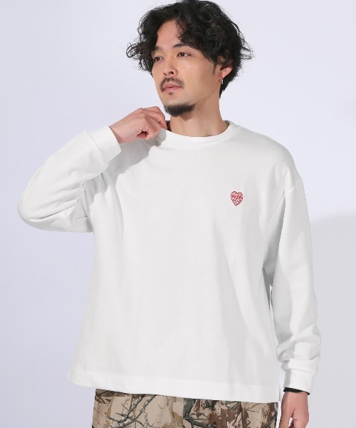 LUXSTYLE（ラグスタイル）の「ワンポイント刺繍入りロンT（Tシャツ/カットソー・メンズ・ネイビー/ホワイト/グレー/ブラック・L/XL/M）」の7枚目の写真