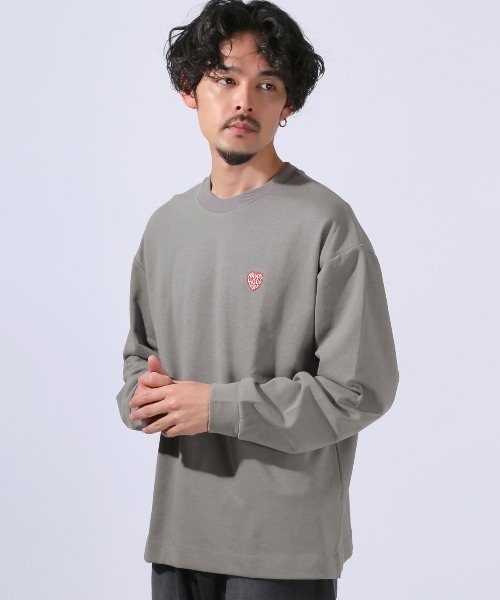 LUXSTYLE（ラグスタイル）の「ワンポイント刺繍入りロンT（Tシャツ/カットソー・メンズ・ネイビー/ホワイト/グレー/ブラック・L/XL/M）」の9枚目の写真
