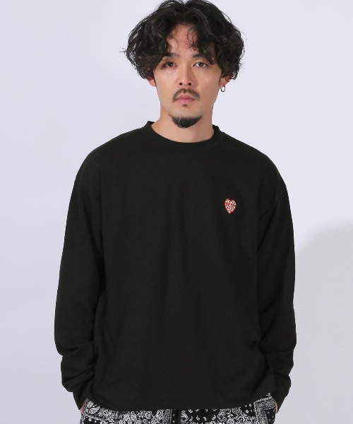 LUXSTYLE（ラグスタイル）の「ワンポイント刺繍入りロンT（Tシャツ/カットソー・メンズ・ネイビー/ホワイト/グレー/ブラック・L/XL/M）」の13枚目の写真