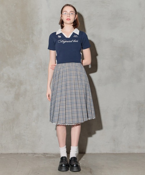 FOREVER 21（フォーエバー トゥエンティーワン）の「【2025SS】レースドッキングミディスカート（スカート・レディース・グリーン/ブルー/チャコールグレー/ベージュ/ネイビー・SMALL/MEDIUM）」の8枚目の写真