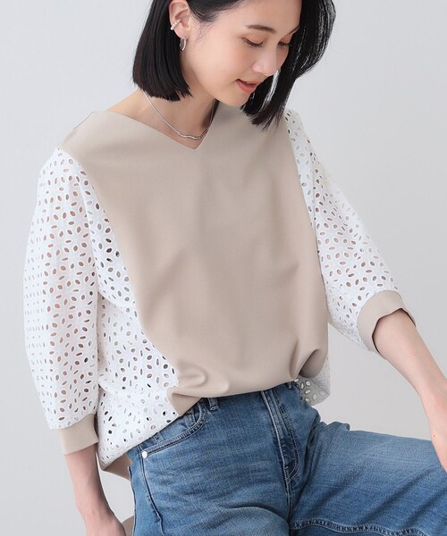セール】新色登場！【洗える／体型カバー】レースコンビトップス