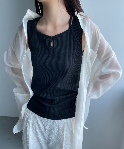 AIC.(エーアイシー)の「クロスデザインリブトップス(タンクトップ・レディース・アイボリー/ブラック・FREE)」の11枚目の写真