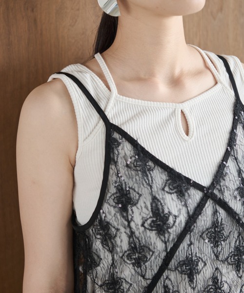 AIC.（エーアイシー）の「クロスデザインリブトップス（タンクトップ・レディース・アイボリー/ブラック・FREE）」の15枚目の写真