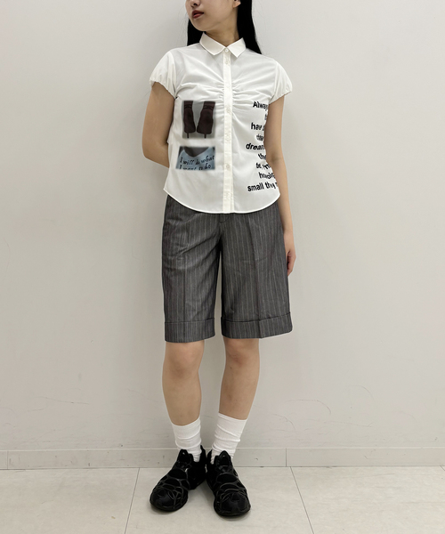 Oriens JOURNAL STANDARD（オリエンス ジャーナルスタンダード）の「ストライプハーフ スラックスパンツ（その他パンツ・レディース・ネイビー/グレー・38/36）」の7枚目の写真