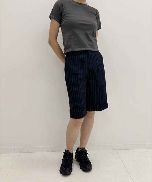 Oriens JOURNAL STANDARD（オリエンス ジャーナルスタンダード）の「ストライプハーフ スラックスパンツ（その他パンツ・レディース・ネイビー/グレー・38/36）」の19枚目の写真