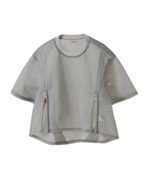 CONVERSE TOKYO（コンバーストウキョウ）の「【HL】SHEER MESH ZIP PULLOVER（Tシャツ/カットソー・レディース・ホワイト/ライトグレー/ブラック・FREE）」の3枚目の写真