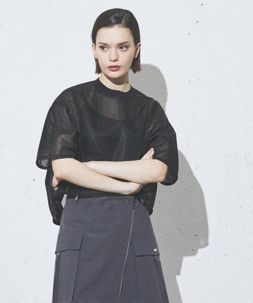 CONVERSE TOKYO（コンバーストウキョウ）の「【HL】SHEER MESH ZIP PULLOVER（Tシャツ/カットソー・レディース・ホワイト/ライトグレー/ブラック・FREE）」の2枚目の写真