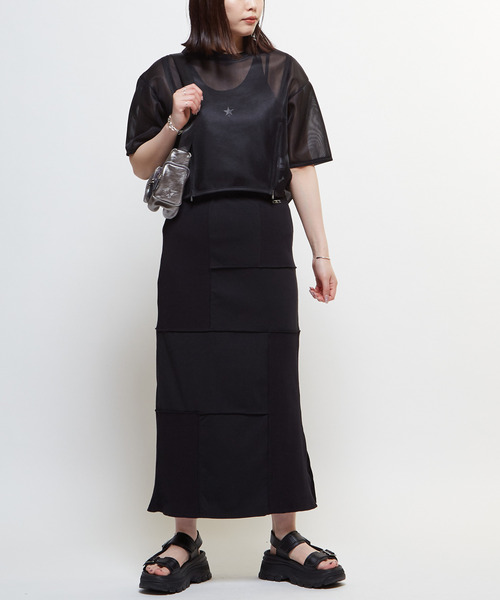 CONVERSE TOKYO（コンバーストウキョウ）の「【HL】SHEER MESH ZIP PULLOVER（Tシャツ/カットソー・レディース・ホワイト/ライトグレー/ブラック・FREE）」の5枚目の写真