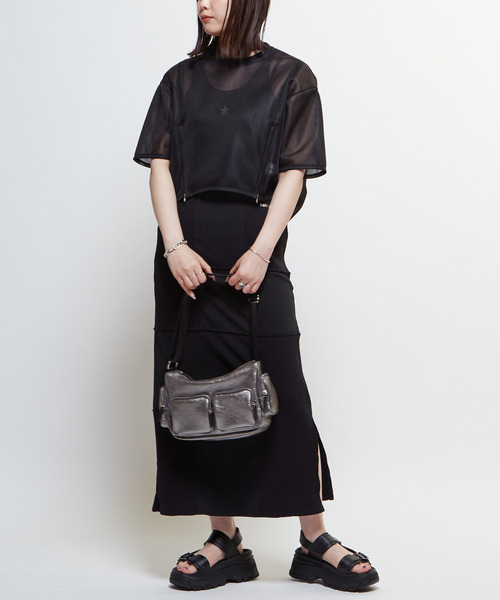 CONVERSE TOKYO（コンバーストウキョウ）の「【HL】SHEER MESH ZIP PULLOVER（Tシャツ/カットソー・レディース・ホワイト/ライトグレー/ブラック・FREE）」の6枚目の写真