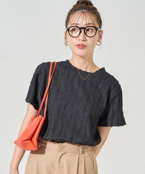 HARE フリンジストライプジャガードシャツ タグ付き HARE フリンジストライプジャガードシャツ タグ付き - トップス