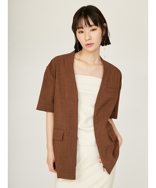 emmi(エミ)の「セミシアーハーフスリーブジャケット(その他アウター・レディース・コーラルピンク/ブラウン/ブラック・0/1)」の12枚目の写真