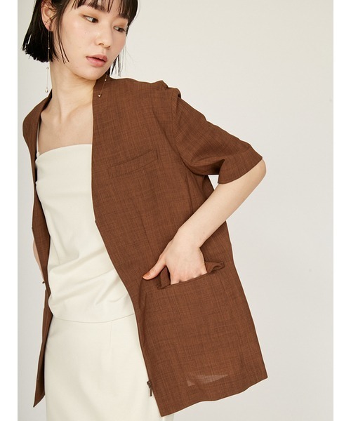 emmi(エミ)の「セミシアーハーフスリーブジャケット(その他アウター・レディース・コーラルピンク/ブラウン/ブラック・0/1)」の21枚目の写真