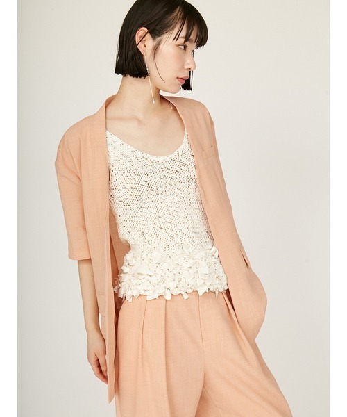 emmi(エミ)の「セミシアーハーフスリーブジャケット(その他アウター・レディース・コーラルピンク/ブラウン/ブラック・0/1)」の7枚目の写真