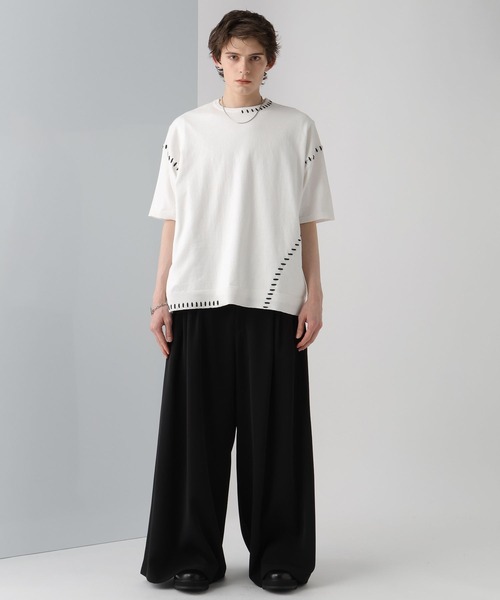 HARE（ハレ）の「ハンドステッチニットプルオーバー(HARE)（ニット/セーター・メンズ・ホワイト/ブラック/オレンジ・FREE）」の4枚目の写真