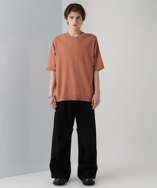 HARE（ハレ）の「ハンドステッチニットプルオーバー(HARE)（ニット/セーター・メンズ・ホワイト/ブラック/オレンジ・FREE）」の8枚目の写真