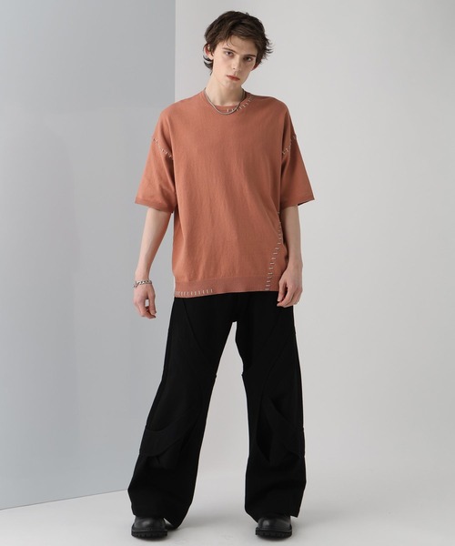 HARE（ハレ）の「ハンドステッチニットプルオーバー(HARE)（ニット/セーター・メンズ・ホワイト/ブラック/オレンジ・FREE）」の10枚目の写真