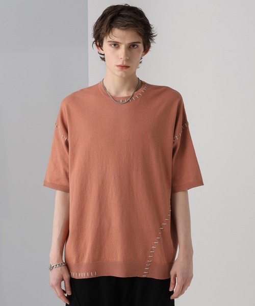 HARE（ハレ）の「ハンドステッチニットプルオーバー(HARE)（ニット/セーター・メンズ・ホワイト/ブラック/オレンジ・FREE）」の15枚目の写真