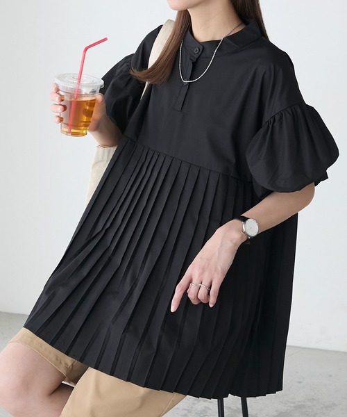 BONLECILL（ボンルシール）の「バルーンスリーブプリーツ切り替えブラウス（シャツ/ブラウス・レディース・オフホワイト/ブルー/ブラック/ベージュ・FREE）」の21枚目の写真