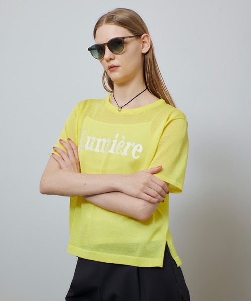 allureville ニット セーター シアーカフスラウンドネックプル