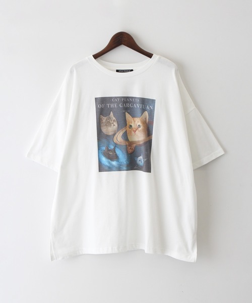 SpRay(スプレイ)の「宇宙ねこ BIG Tシャツ(Tシャツ/カットソー・レディース・オフホワイト/オートミール/スミクロ・FREE)」の22枚目の写真