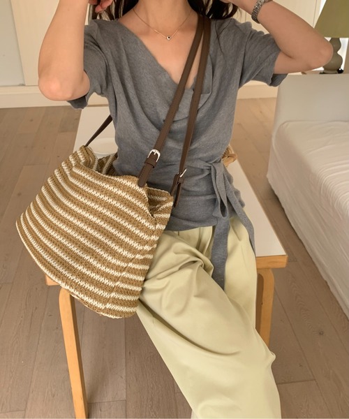 FINEnough(ファインナフ)の「ストローメッシュショルダーバッグ(ショルダーバッグ・レディース・ライトベージュ/ベージュ/イエロー・FREE)」の12枚目の写真