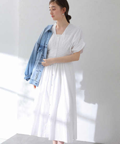 La TOTALITE（ラトータリテ）の「《WEB限定》【洗える】ne Quittez pas/ヌキテパ  COTTON JACQUARD DRESS（ワンピース・レディース・ホワイト/パープル/ブラック・FREE）」の19枚目の写真