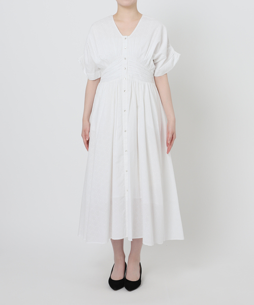 La TOTALITE（ラトータリテ）の「《WEB限定》【洗える】ne Quittez pas/ヌキテパ  COTTON JACQUARD DRESS（ワンピース・レディース・ホワイト/パープル/ブラック・FREE）」の7枚目の写真