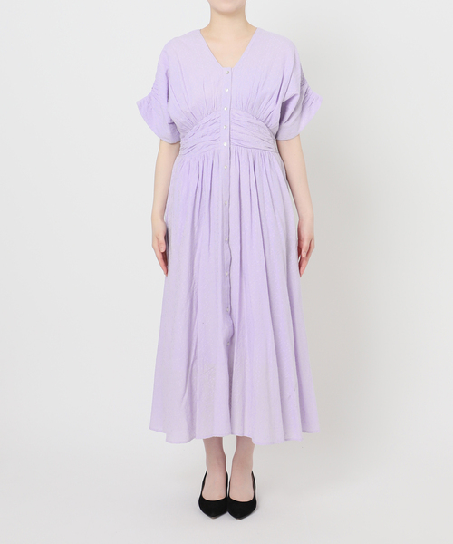 La TOTALITE（ラトータリテ）の「《WEB限定》【洗える】ne Quittez pas/ヌキテパ  COTTON JACQUARD DRESS（ワンピース・レディース・ホワイト/パープル/ブラック・FREE）」の9枚目の写真