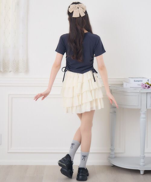 ems excite（エムズエキサイト）の「ビジューロゴドロストTEE（Tシャツ/カットソー・レディース・ホワイト系その他/チャコールグレー/グリーン・FREE）」の4枚目の写真