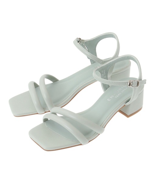 Green　Parks（グリーンパークス）の「ETS.スクエアトゥアンクルストラップサンダル（サンダル・レディース・ブラック/アイボリー/ミント・XS/S/L/M/XL）」の3枚目の写真