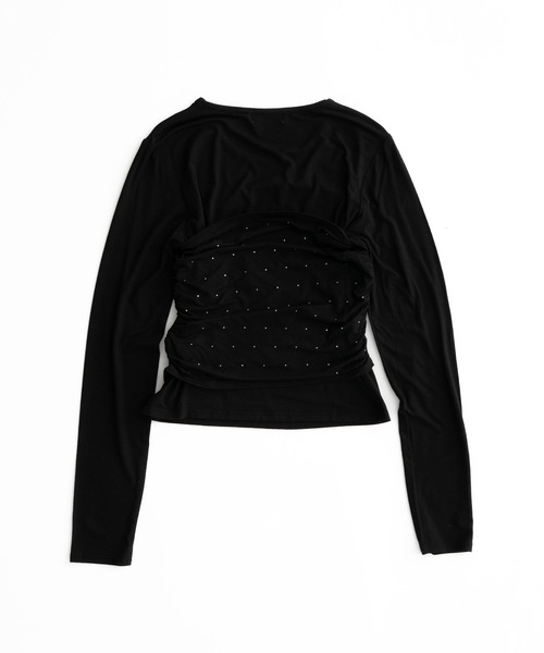 MUHET(ミュエータ)の「【set item】rhinestone bustier & long sleeve tops / ラインストーン付きビスチェロンT(Tシャツ/カットソー・レディース・ライトグレー/ライトブルー/ブラック/オフホワイト・FREE)」の9枚目の写真