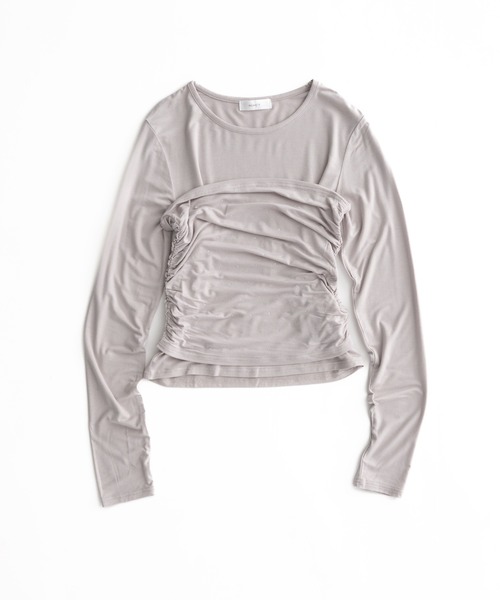 MUHET(ミュエータ)の「【set item】rhinestone bustier & long sleeve tops / ラインストーン付きビスチェロンT(Tシャツ/カットソー・レディース・ライトグレー/ライトブルー/ブラック/オフホワイト・FREE)」の11枚目の写真