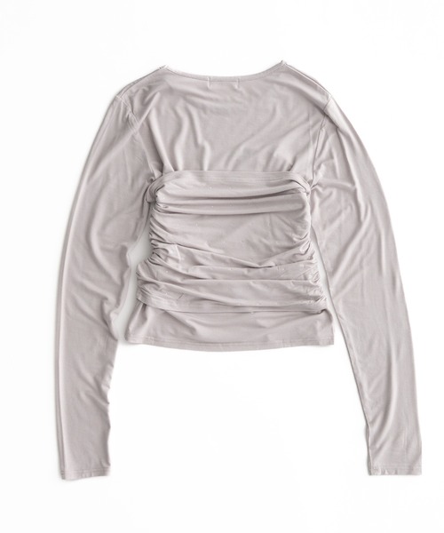 MUHET(ミュエータ)の「【set item】rhinestone bustier & long sleeve tops / ラインストーン付きビスチェロンT(Tシャツ/カットソー・レディース・ライトグレー/ライトブルー/ブラック/オフホワイト・FREE)」の12枚目の写真