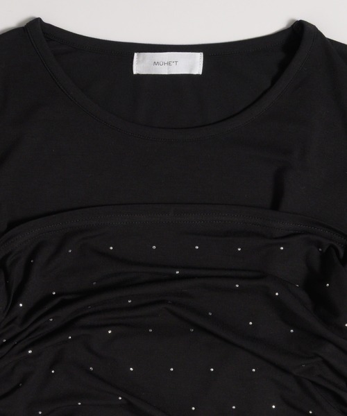 MUHET(ミュエータ)の「【set item】rhinestone bustier & long sleeve tops / ラインストーン付きビスチェロンT(Tシャツ/カットソー・レディース・ライトグレー/ライトブルー/ブラック/オフホワイト・FREE)」の10枚目の写真