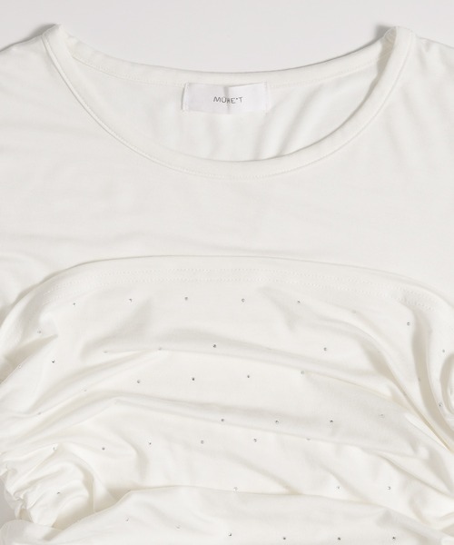 MUHET(ミュエータ)の「【set item】rhinestone bustier & long sleeve tops / ラインストーン付きビスチェロンT(Tシャツ/カットソー・レディース・ライトグレー/ライトブルー/ブラック/オフホワイト・FREE)」の7枚目の写真