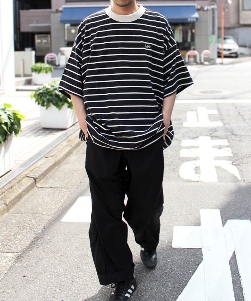 Lee（リー）の「LEE /BORDER BIG TEE/LT3202（Tシャツ/カットソー・メンズ・ネイビー/ホワイト/ブラック・FREE）」の2枚目の写真