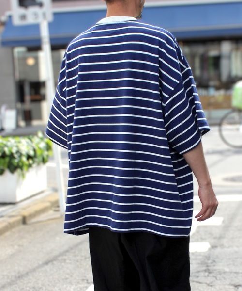 Lee（リー）の「LEE /BORDER BIG TEE/LT3202（Tシャツ/カットソー・メンズ・ネイビー/ホワイト/ブラック・FREE）」の8枚目の写真