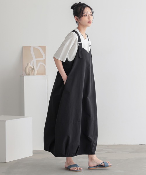 n'OrLABEL（ノアールレーベル）の「『コクーンナイロンジャンパースカート』（ジャンパースカート・レディース・グリーン/ブラック/グレイッシュベージュ・1/2）」の19枚目の写真