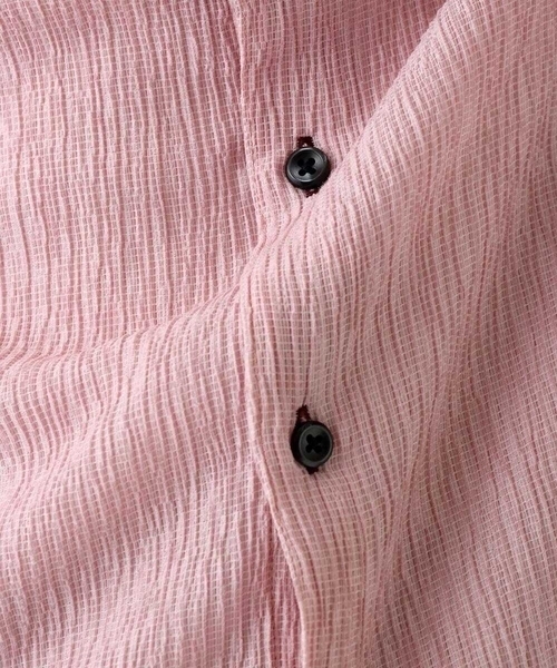 MK MICHEL KLEIN HOMME （エムケーミッシェルクランオム）の「【洗える】楊柳ストライプ七分袖シャツ（シャツ/ブラウス・メンズ・ピンク/チャコールグレー/ダークインディゴブルー・51/48/46）」の8枚目の写真