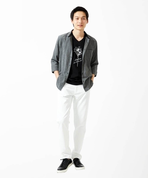 MK MICHEL KLEIN HOMME （エムケーミッシェルクランオム）の「【洗える】楊柳ストライプ七分袖シャツ（シャツ/ブラウス・メンズ・ピンク/チャコールグレー/ダークインディゴブルー・51/48/46）」の20枚目の写真