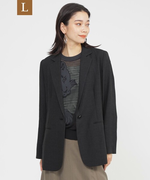 EVEX by KRIZIA（エヴェックスバイクリツィア）の「【L】【カタログ掲載品】【ウォッシャブル】シアーヴィンテージスラブテーラージャケット（テーラードジャケット・レディース・ブラック/オフホワイト・44/46）」の2枚目の写真