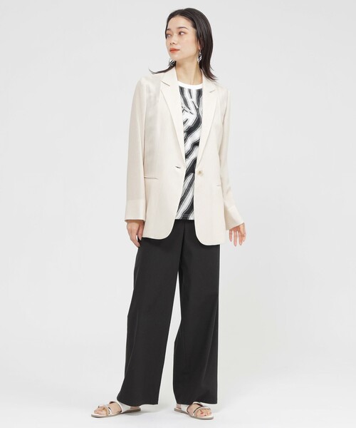 EVEX by KRIZIA（エヴェックスバイクリツィア）の「【L】【カタログ掲載品】【ウォッシャブル】シアーヴィンテージスラブテーラージャケット（テーラードジャケット・レディース・ブラック/オフホワイト・44/46）」の3枚目の写真