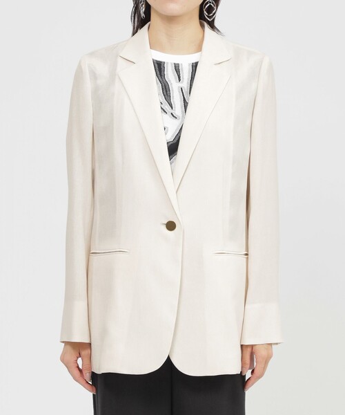 EVEX by KRIZIA（エヴェックスバイクリツィア）の「【L】【カタログ掲載品】【ウォッシャブル】シアーヴィンテージスラブテーラージャケット（テーラードジャケット・レディース・ブラック/オフホワイト・44/46）」の5枚目の写真